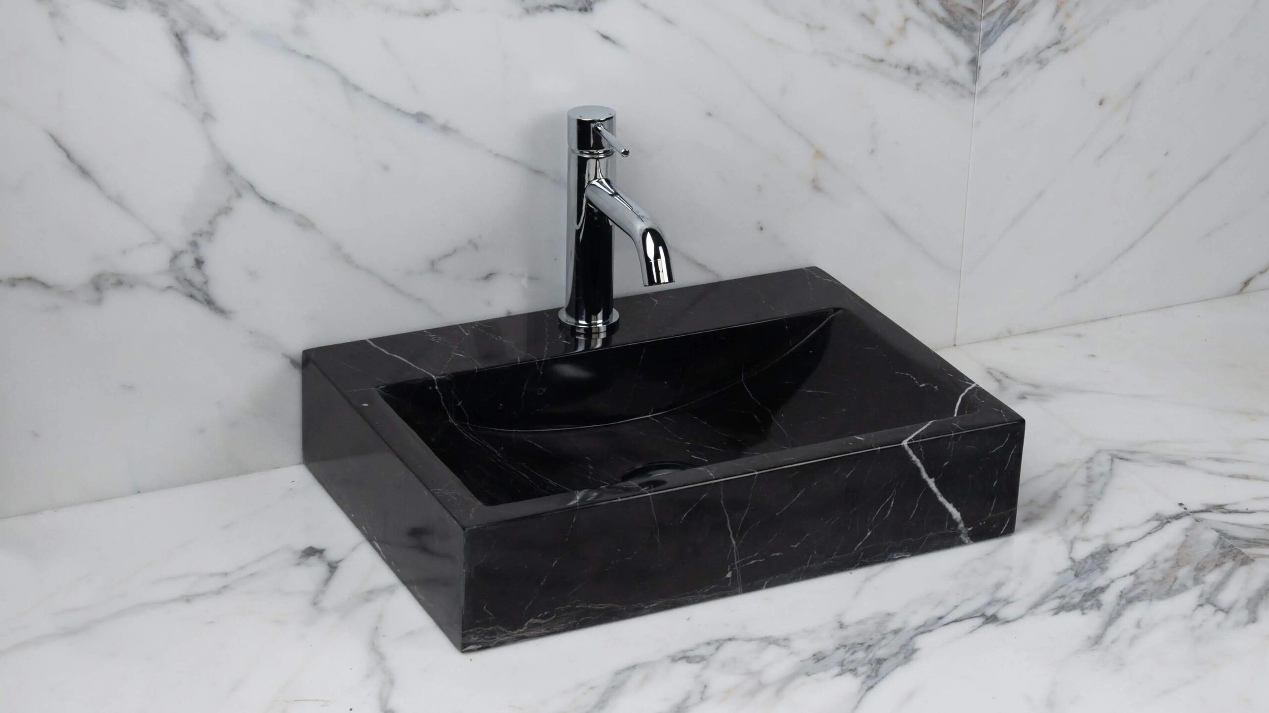 Back Black marble washbasin