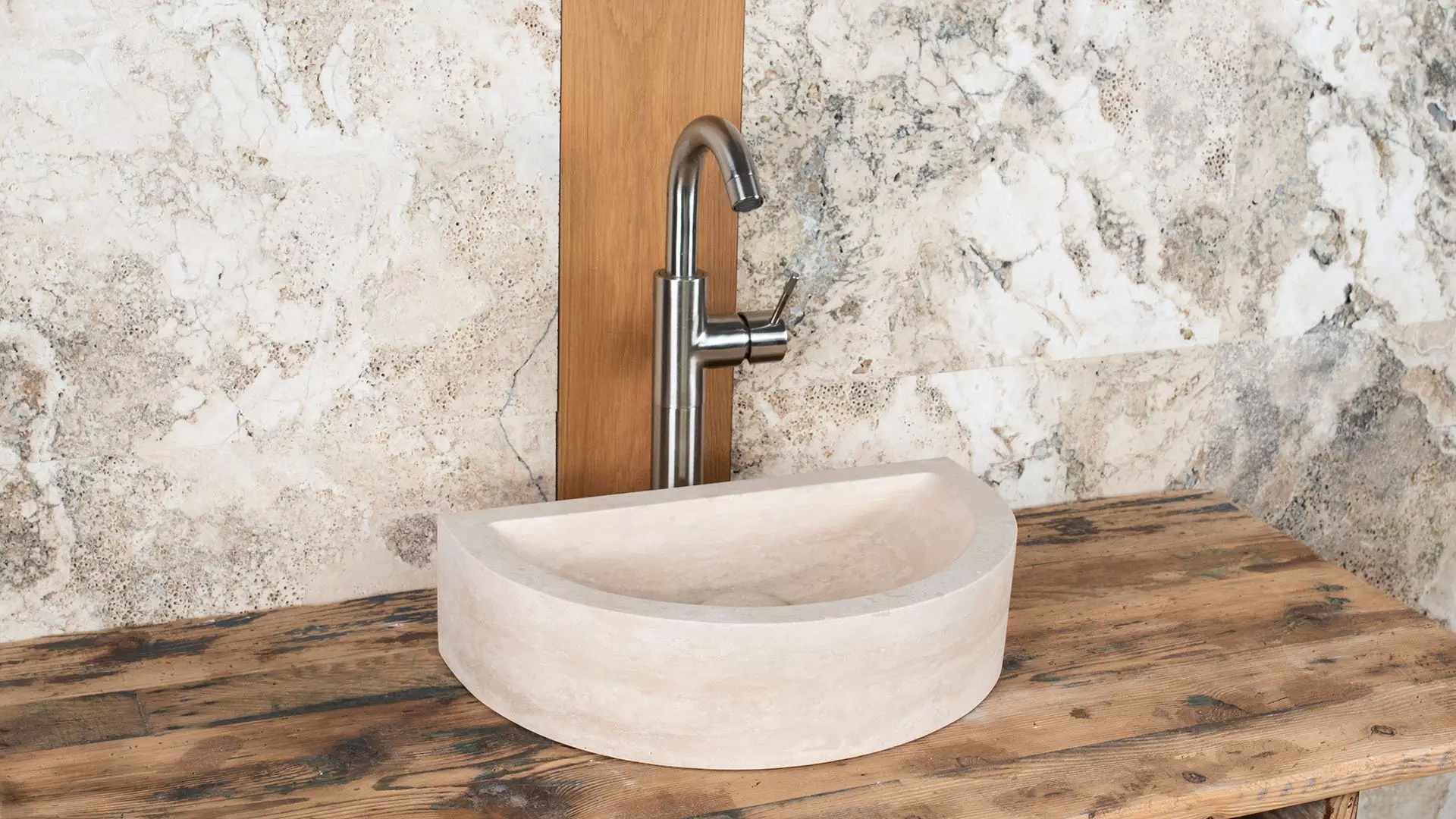 beige travertine washbasin Santino