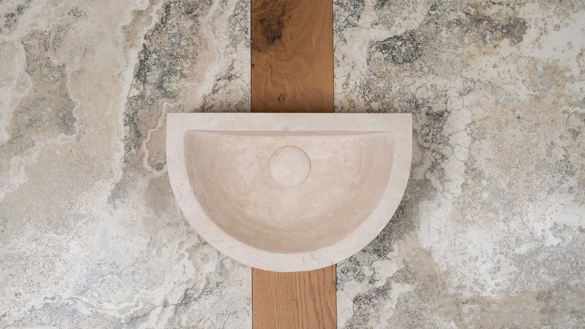 beige travertine washbasin Santino