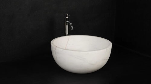 Round marble washbasin “Fiano Bianco Alba”