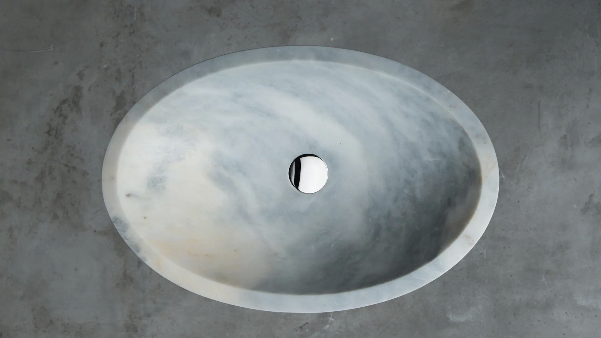 Oval marble washbasin “Ovetto Grey”