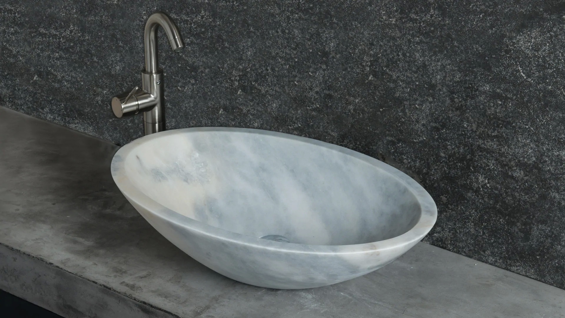 Oval marble washbasin “Ovetto Grey”